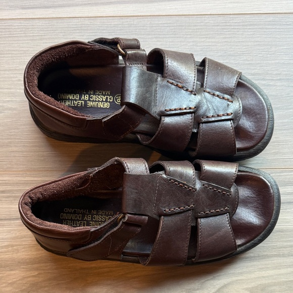 Men's Brown Leather Fisherman Sandals Size 8.5 - Picture 1 of 5